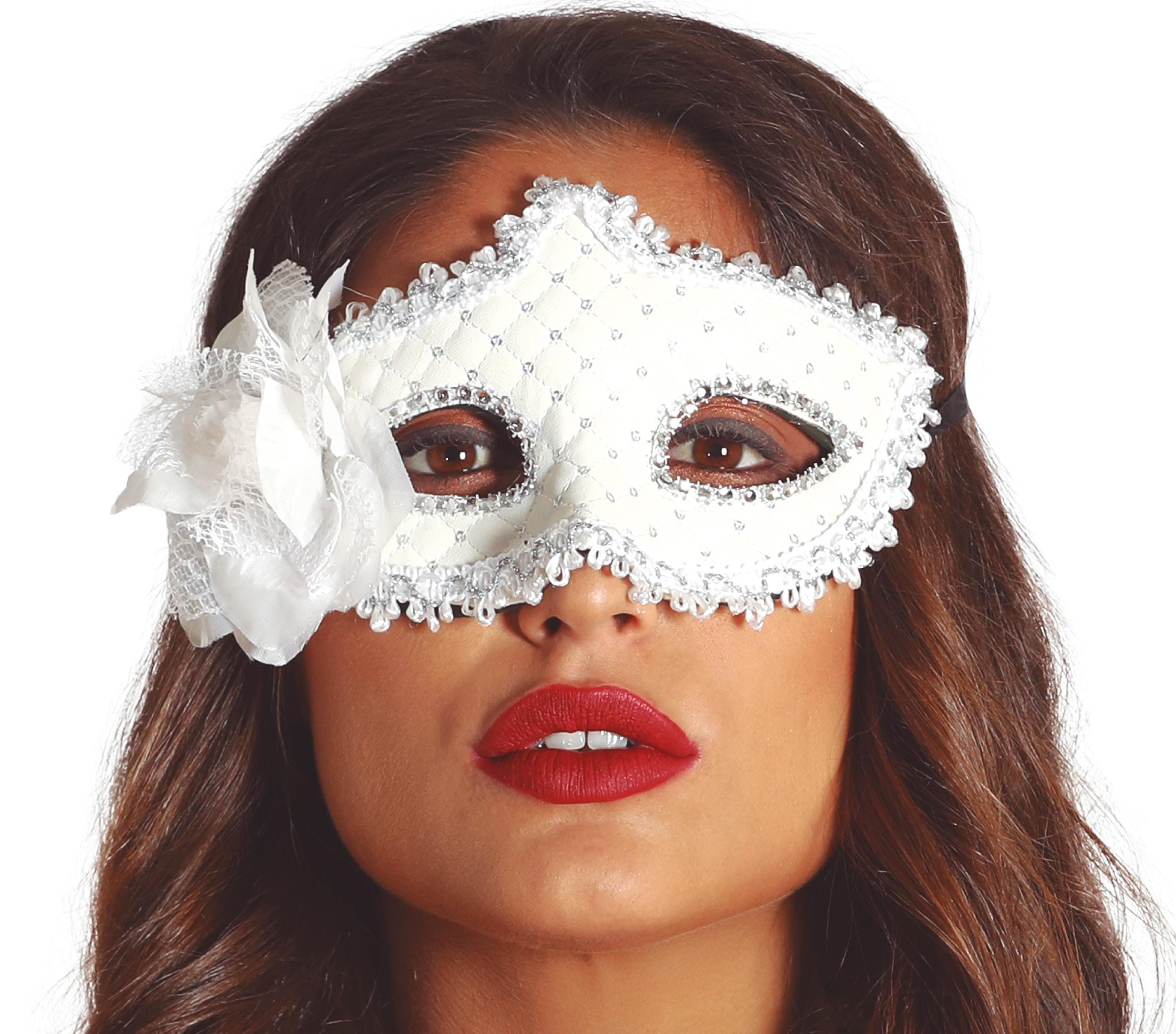 Hvid maske med blomster