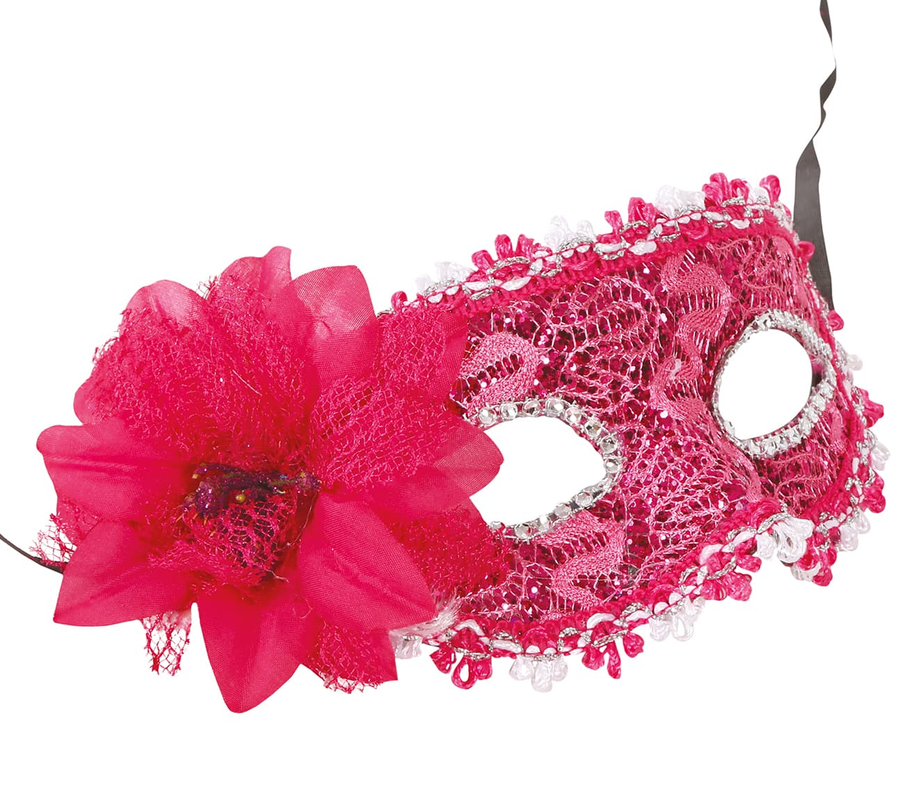 Fuchsiafarvet maske med blomster