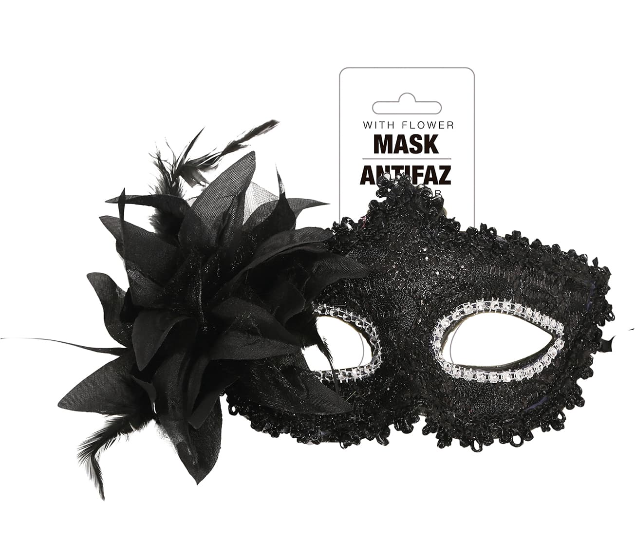 Sort maske med blomster