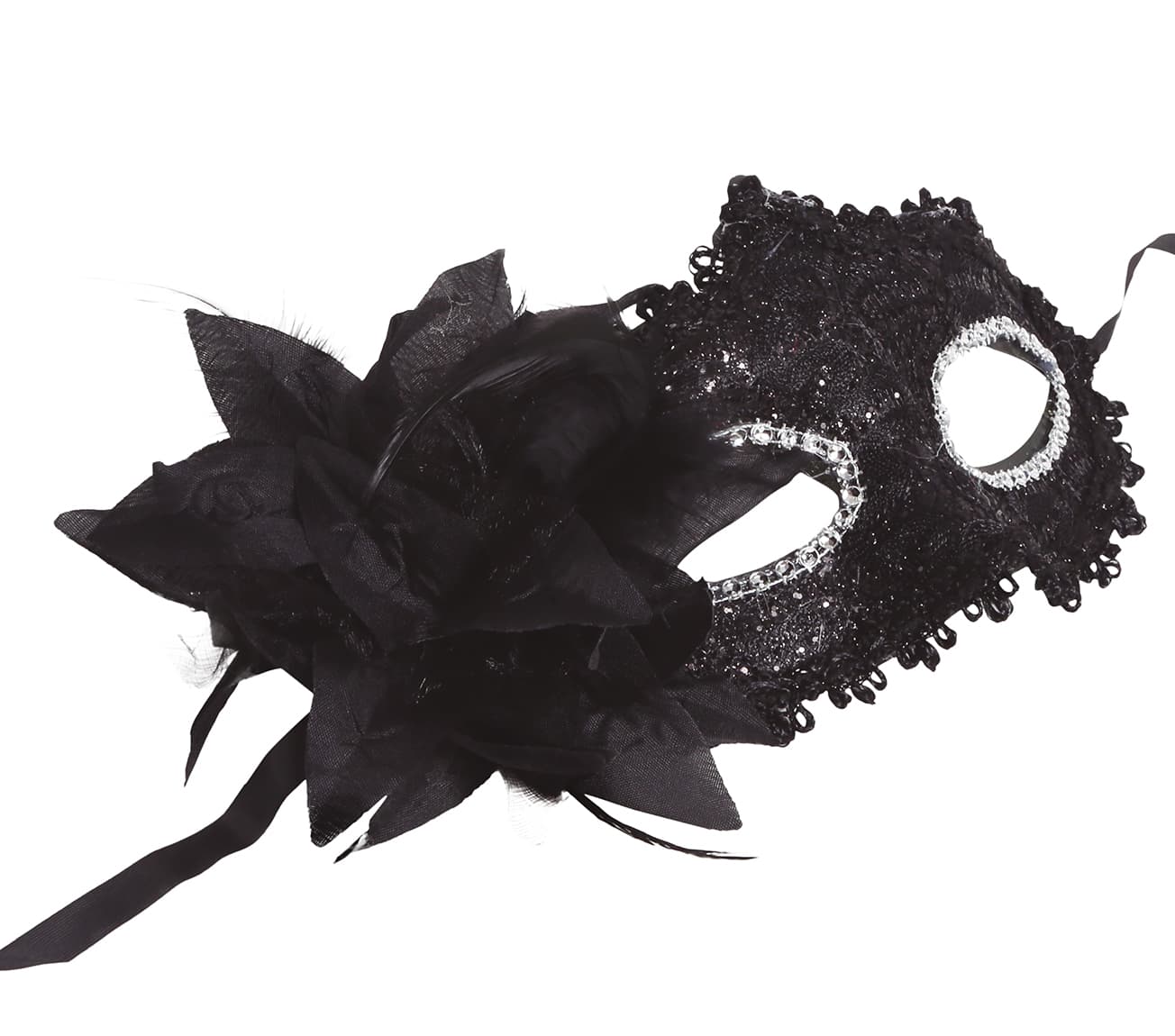 Sort maske med blomster
