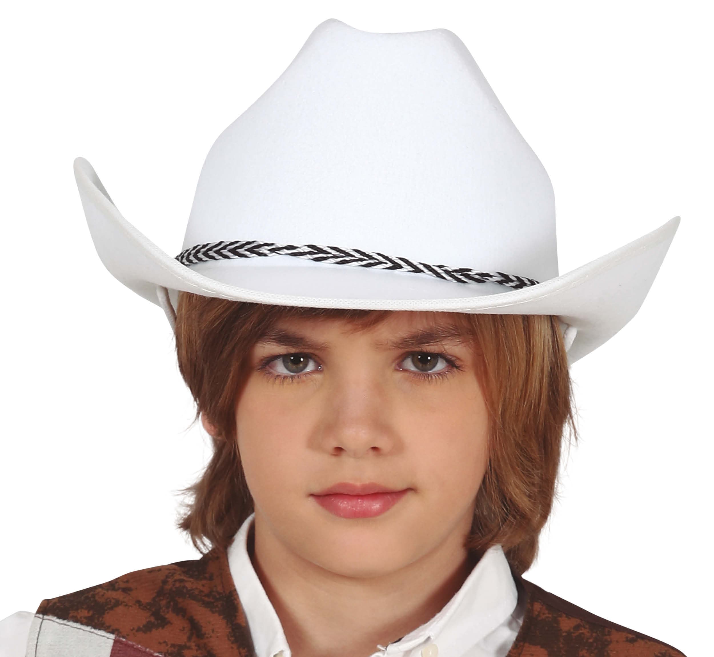 Hvid cowboyhat i filt til børn