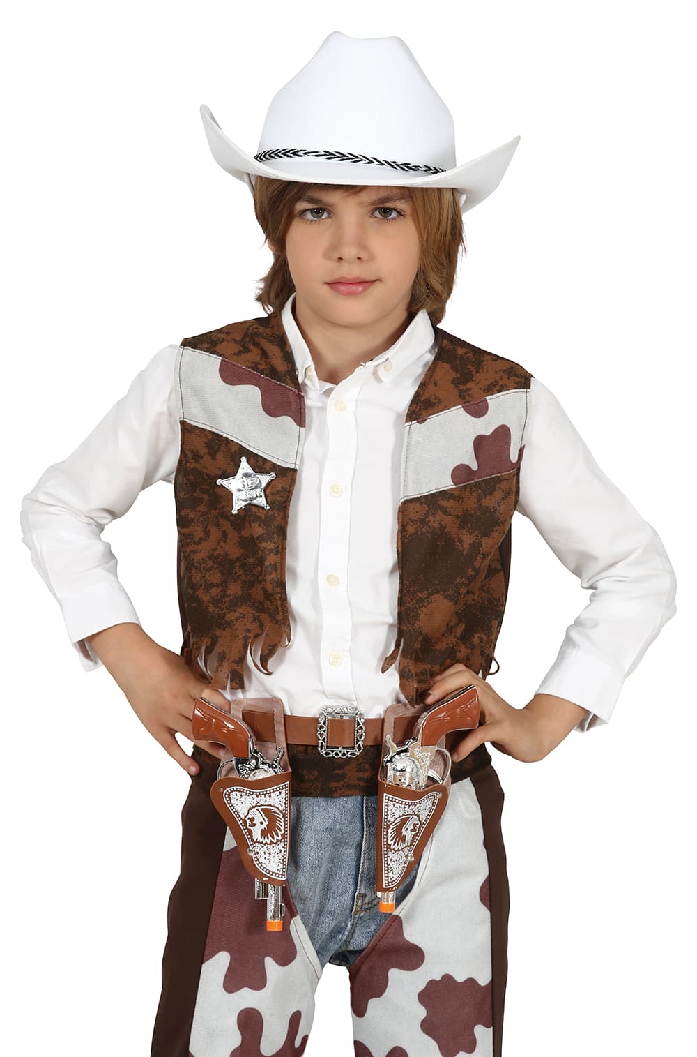 Hvid cowboyhat i filt til børn