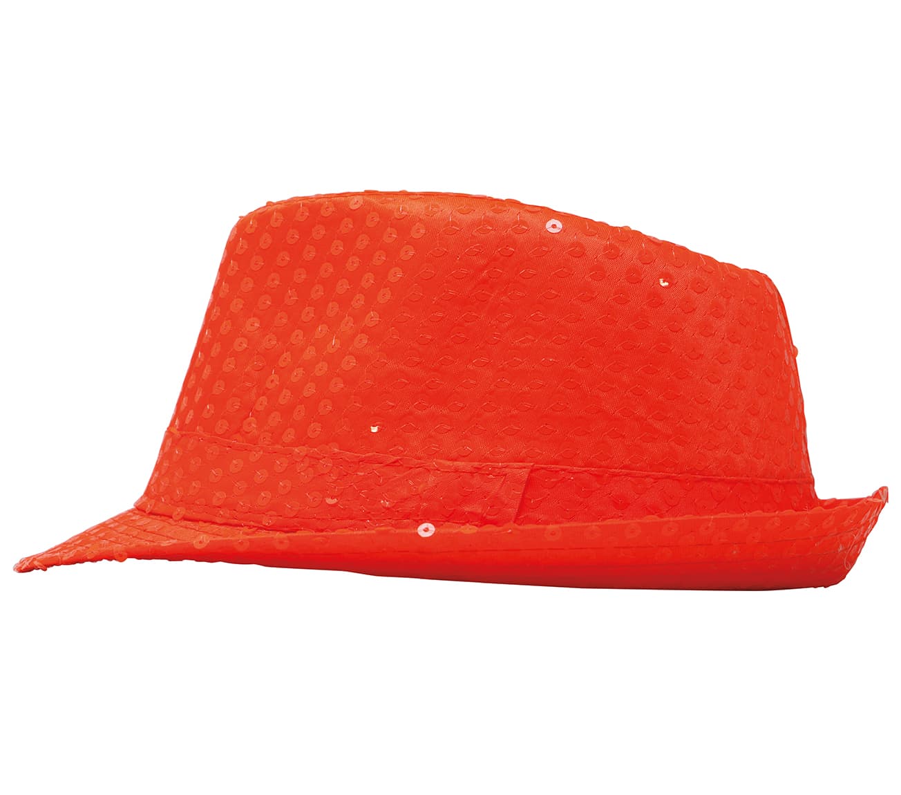 Neonorange gangsterhat med pailletter