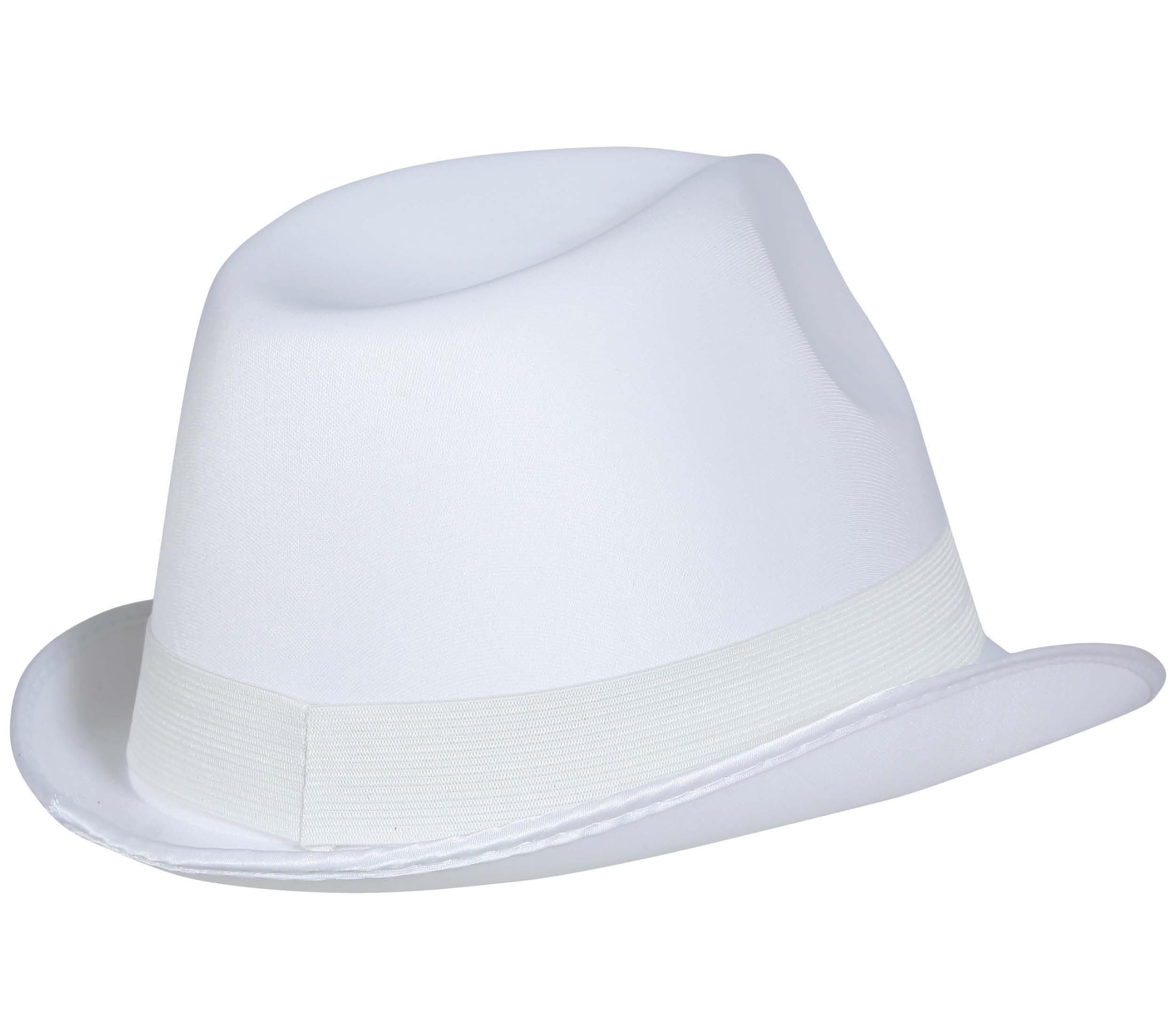 Hvid gangsterhat, ca. 28,6 cm