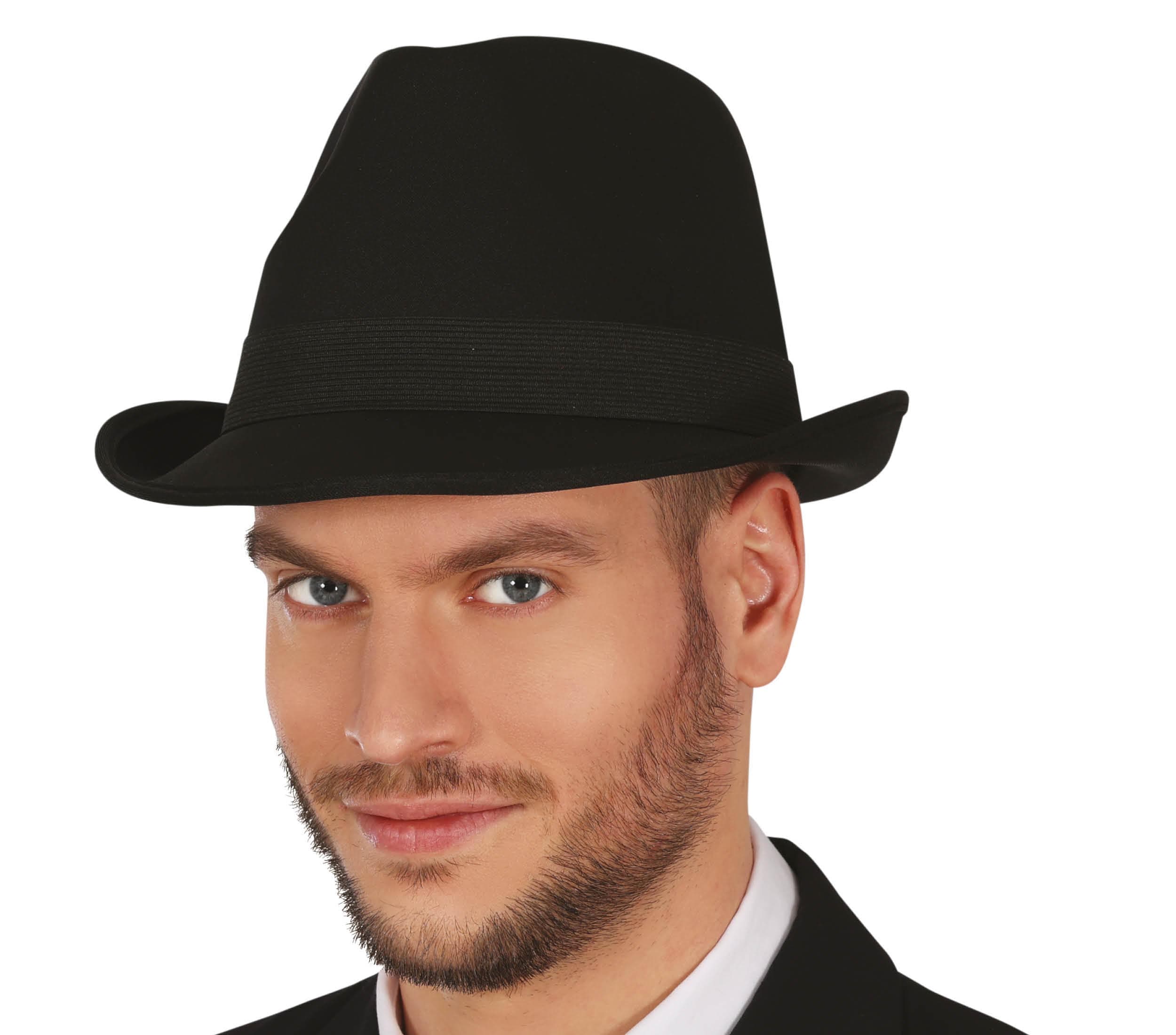 Sort gangsterhat, ca. 28,9 cm