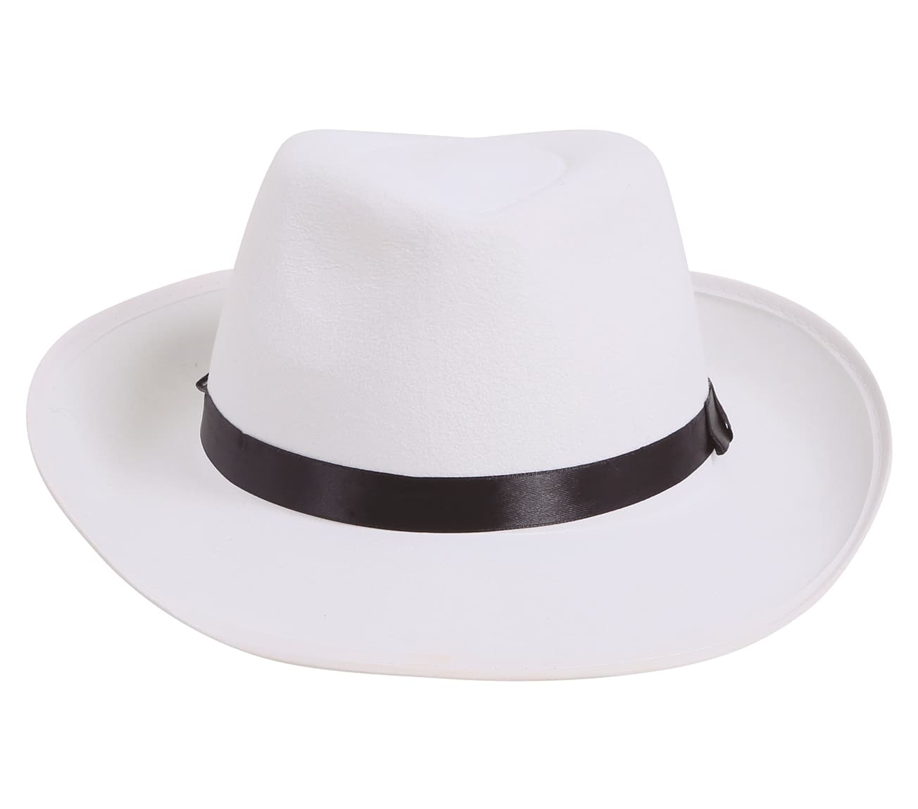 Hvid gangsterhat med sort bånd