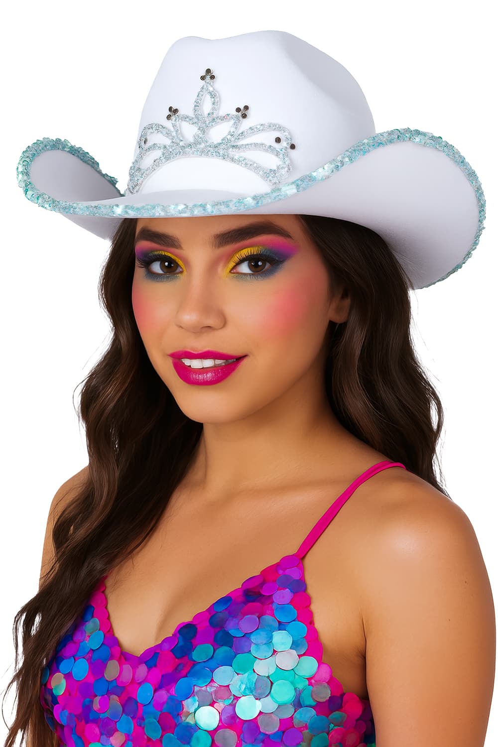 Hvid cowboyhat i filt til voksne