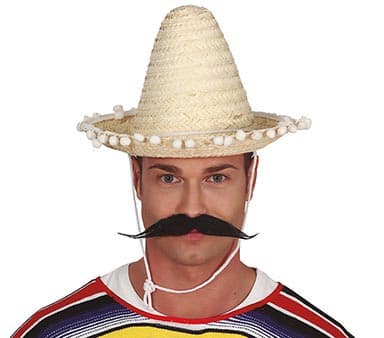 Mexicansk stråhat 33 cm, stråfarvet