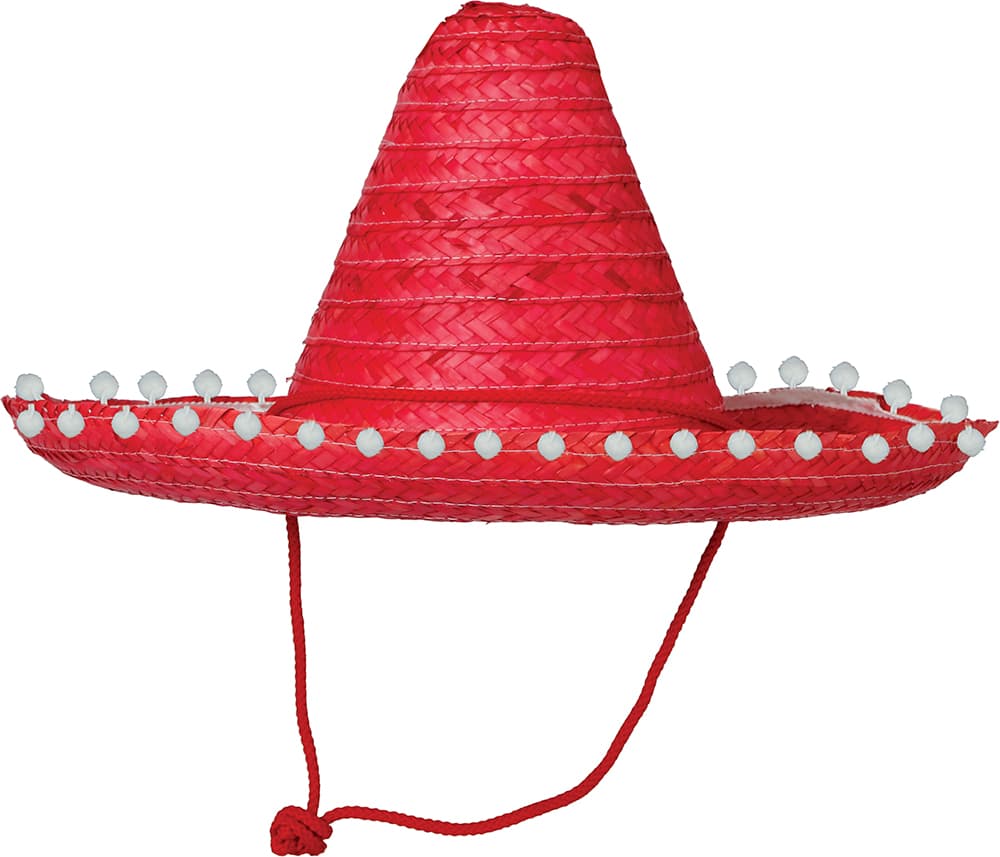 Mexicansk stråhat 45 cm, rød