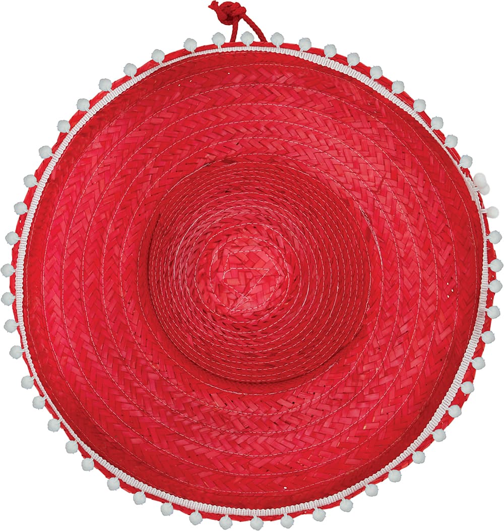 Mexicansk stråhat 45 cm, rød