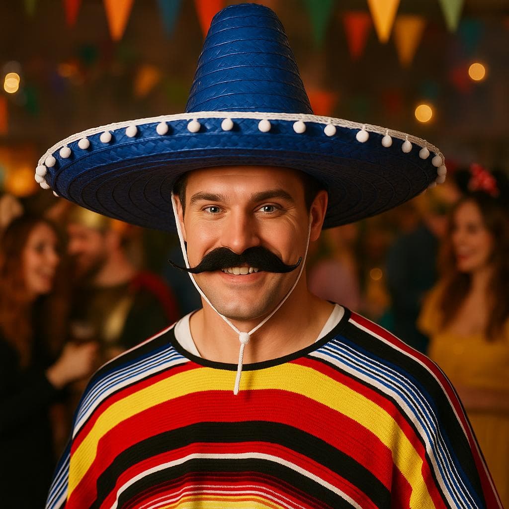 Mexicansk stråhat 60 cm, blå