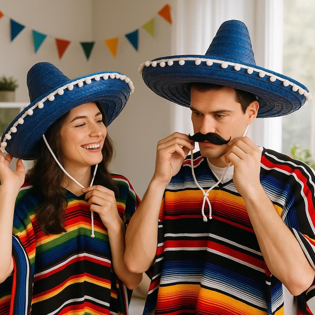 Mexicansk stråhat 60 cm, blå