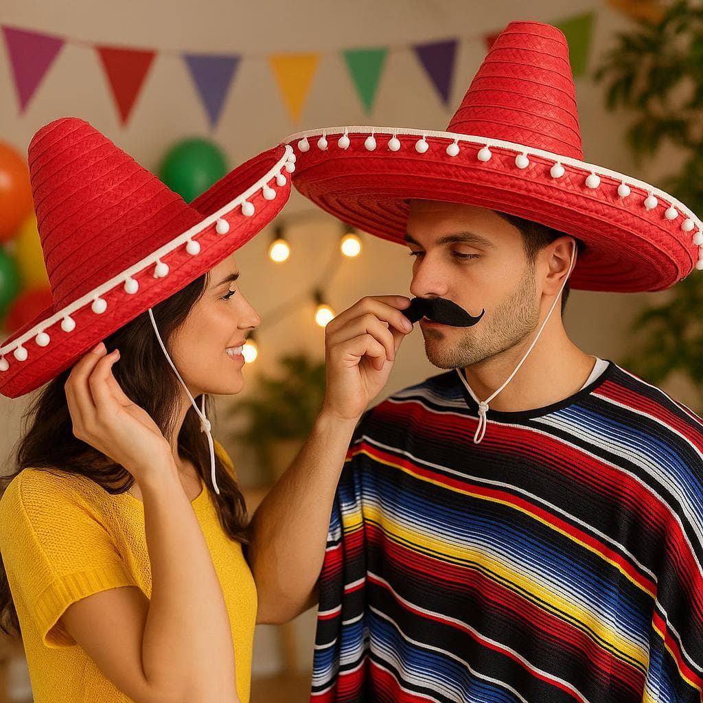 Mexicansk stråhat 60 cm, rød