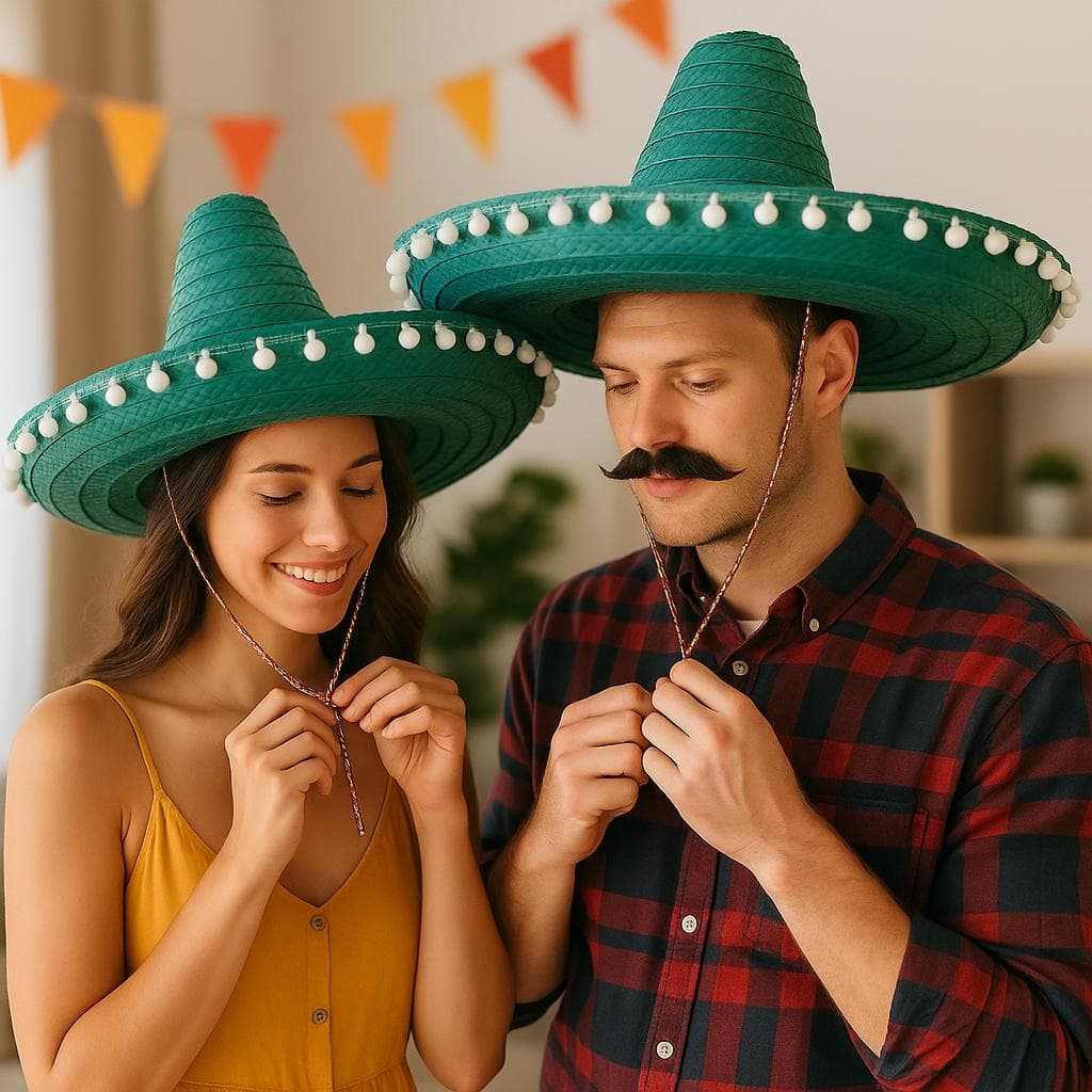 Mexicansk stråhat 60 cm, grøn