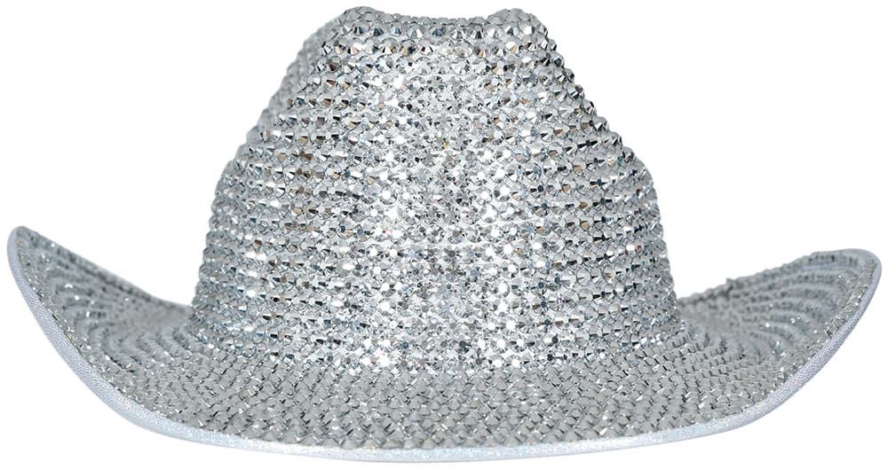 Cowboyhat med sølvglimmer og smykkesten til voksne
