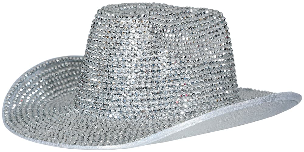 Cowboyhat med sølvglimmer og smykkesten til voksne