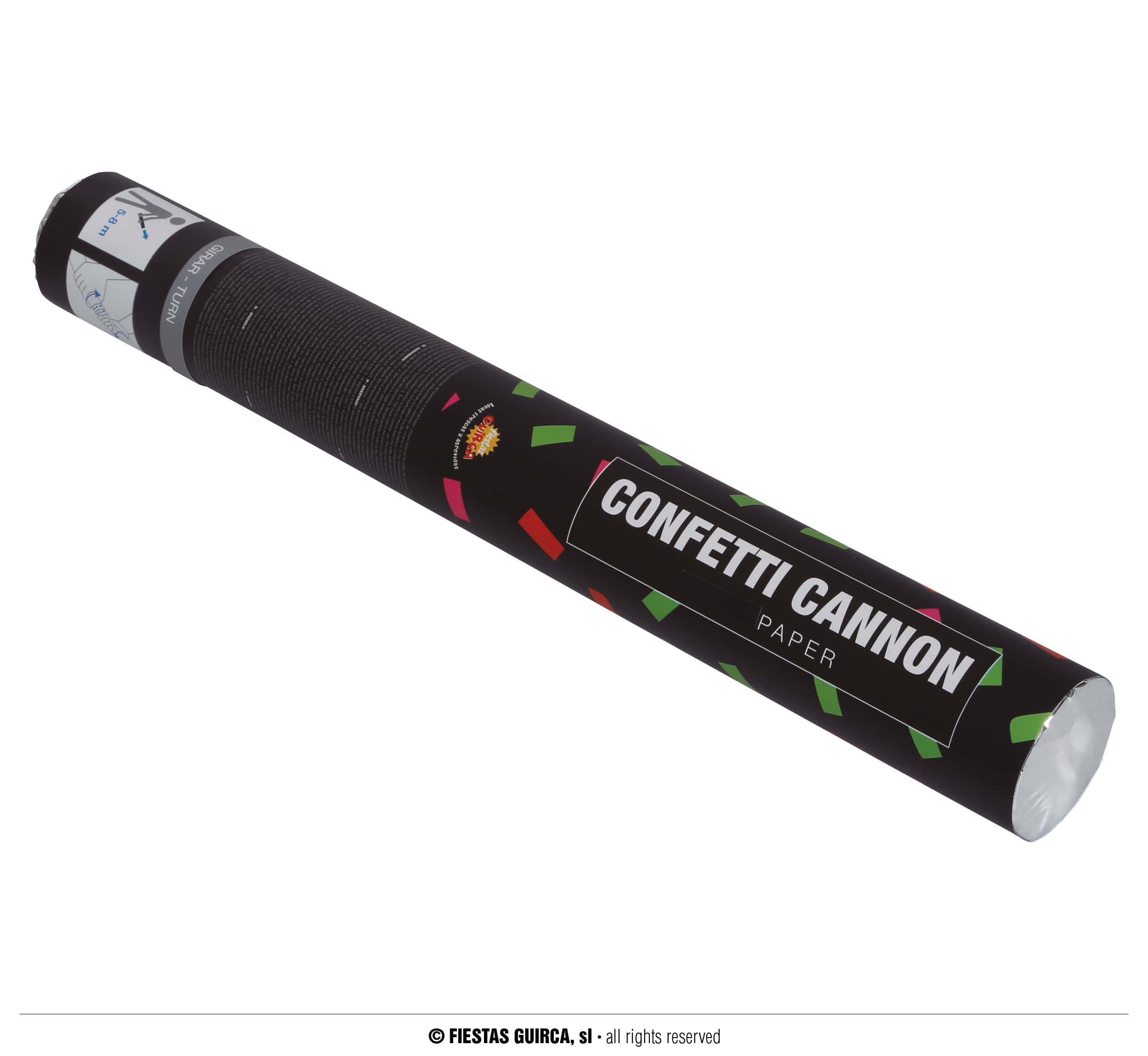Konfettikanon med flerfarvet papirkonfetti, 40 cm