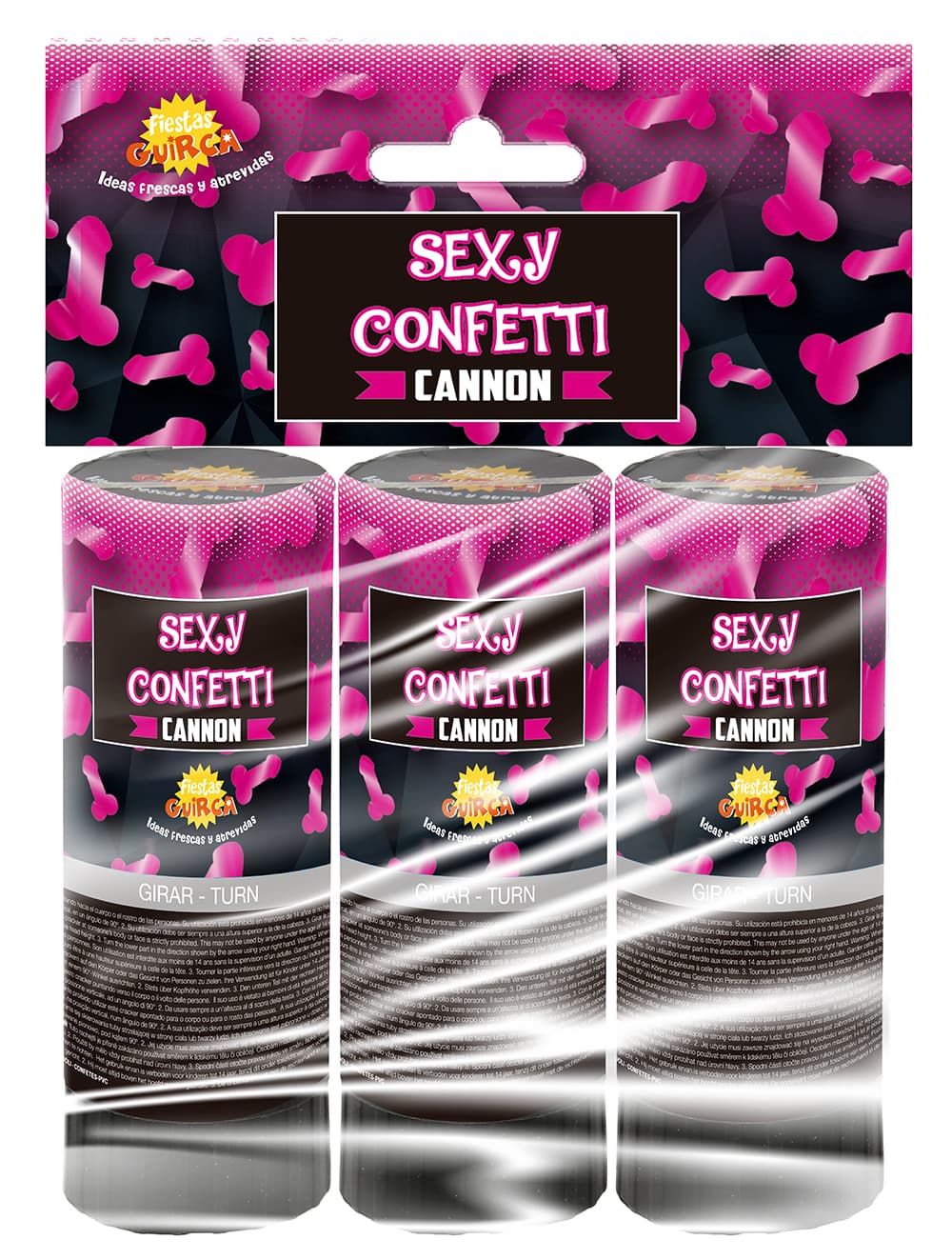 Pose med 3 sexy konfettikanoner, 10,5 cm