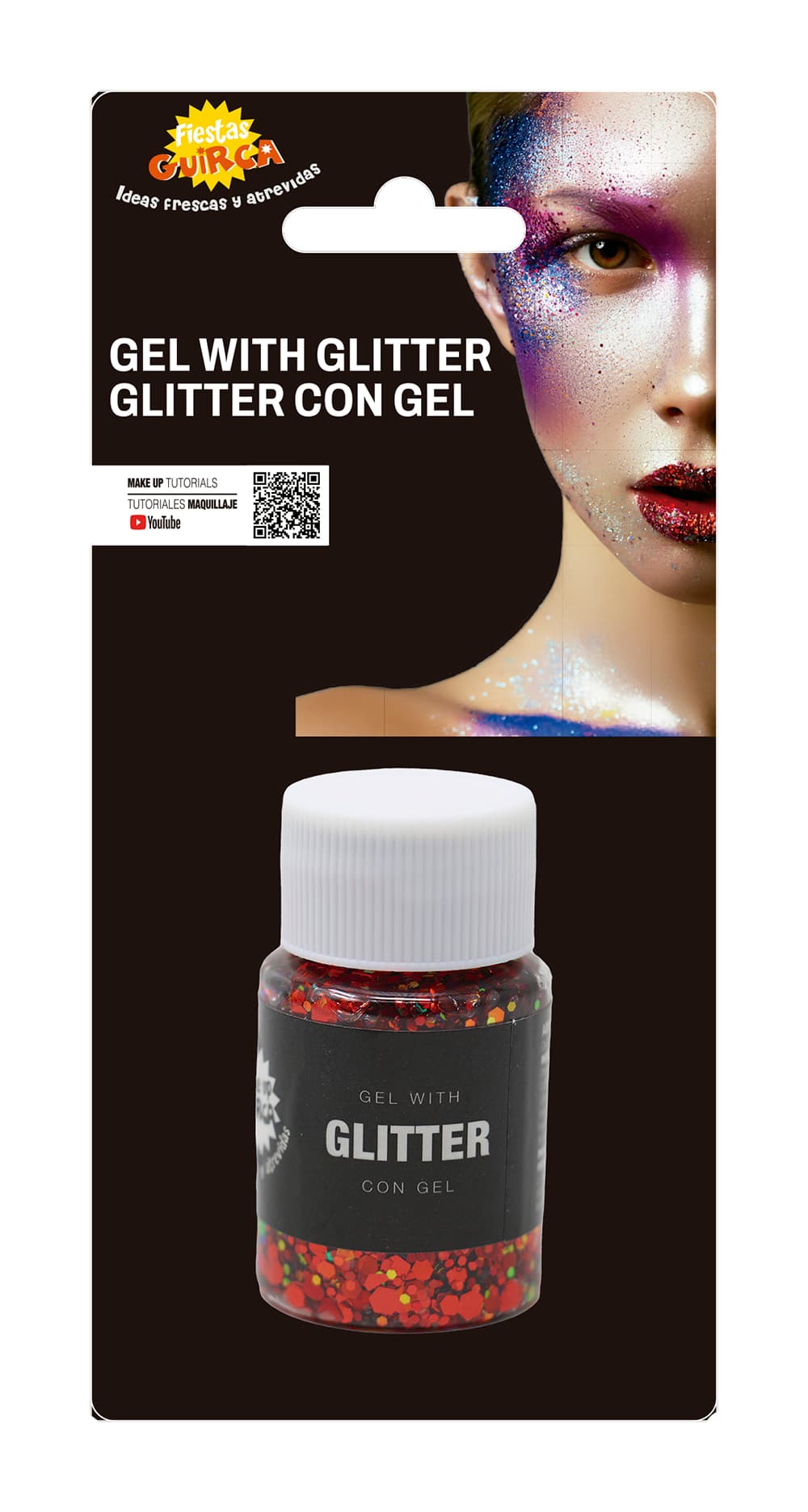 Bøtte med rød glimmergel, 20 g