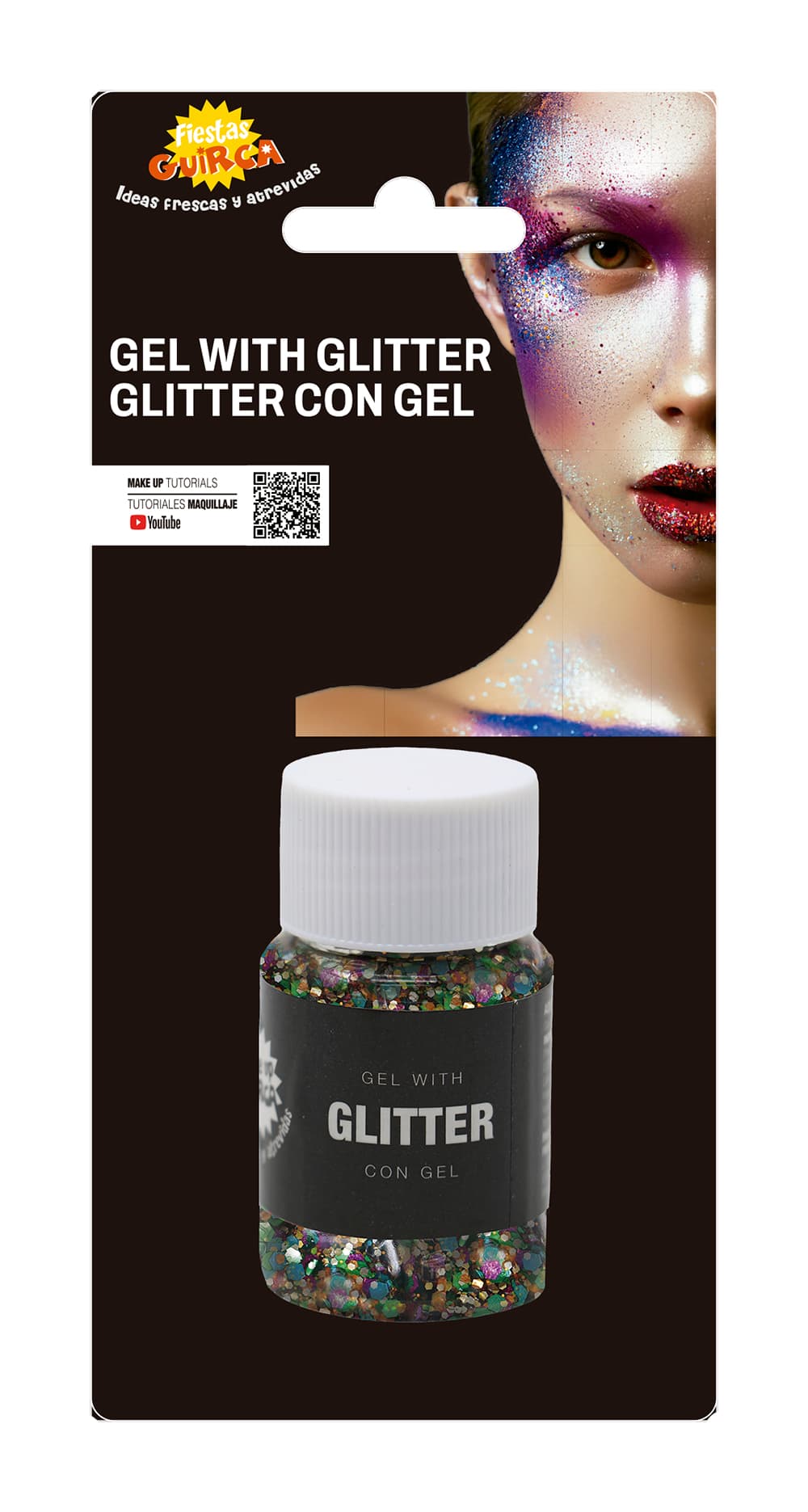 Bøtte med flerfarvet glimmergel, 20 g