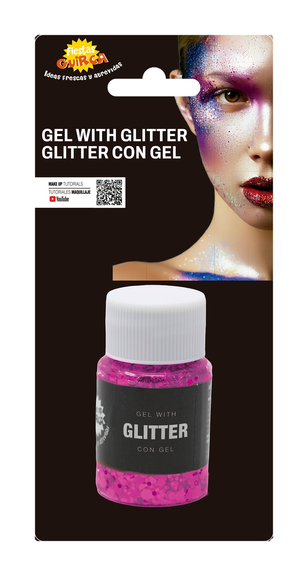 Bøtte med fuchsia glimmergel, 20 g