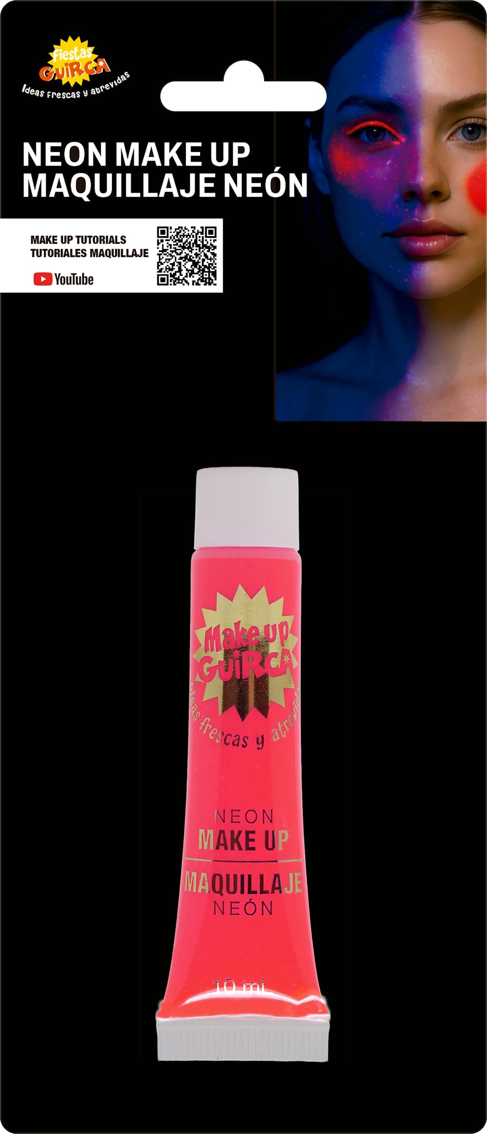 Neonrød sminke i tube, 10 ml