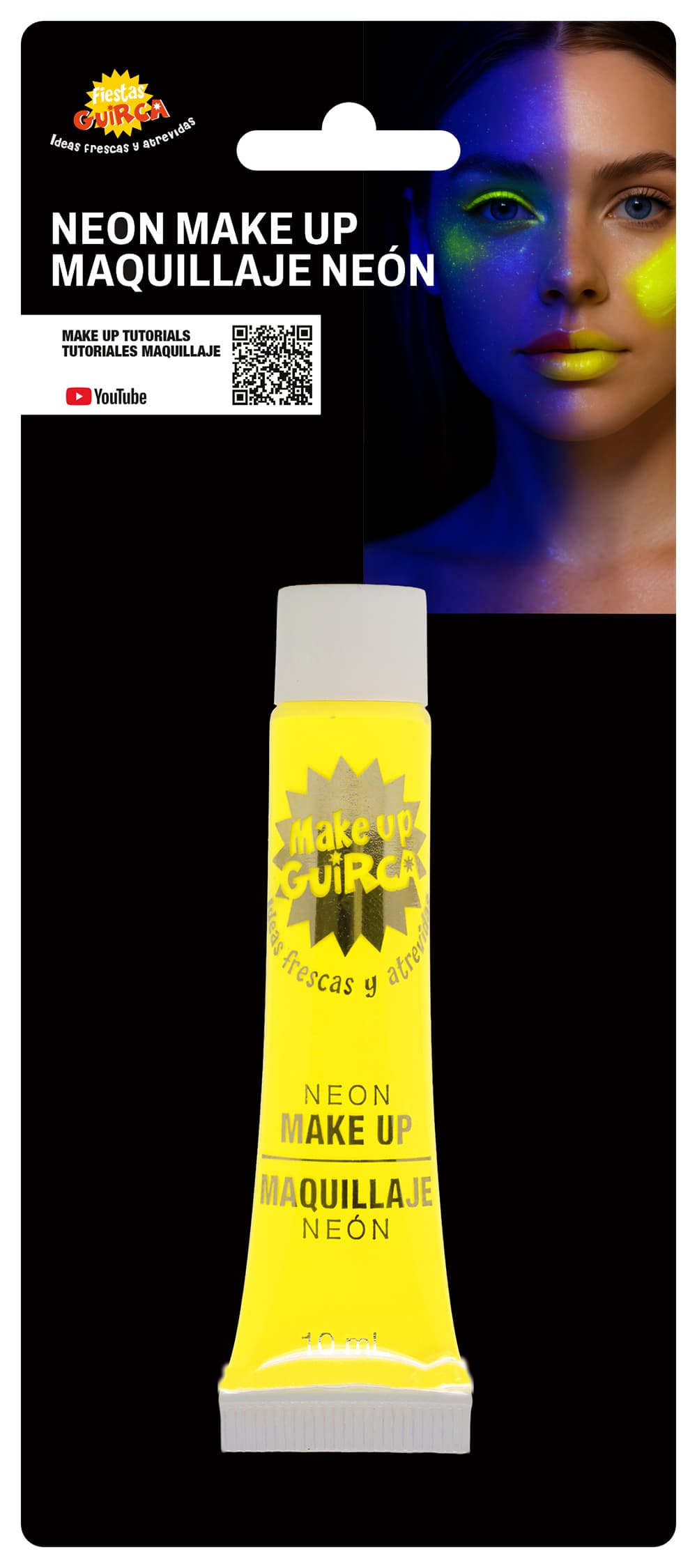 Neongul sminke i tube, 10 ml