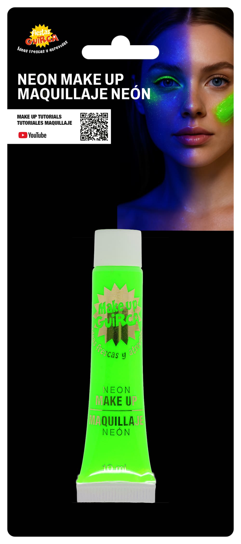Neongrøn sminke i tube, 10 ml