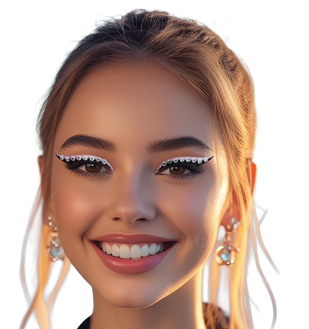 6 selvklæbende eyeliner-stickers med krystaller