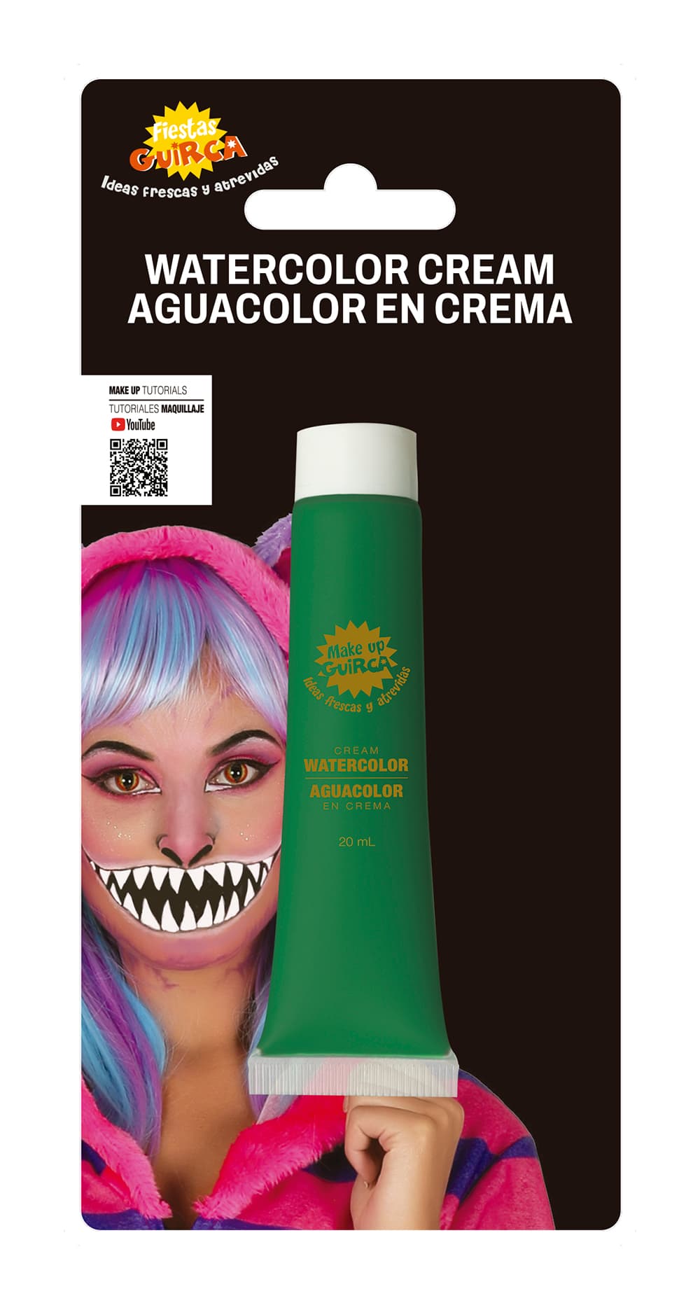 Mørkegrøn vandbaseret sminke i tube, 20 ml