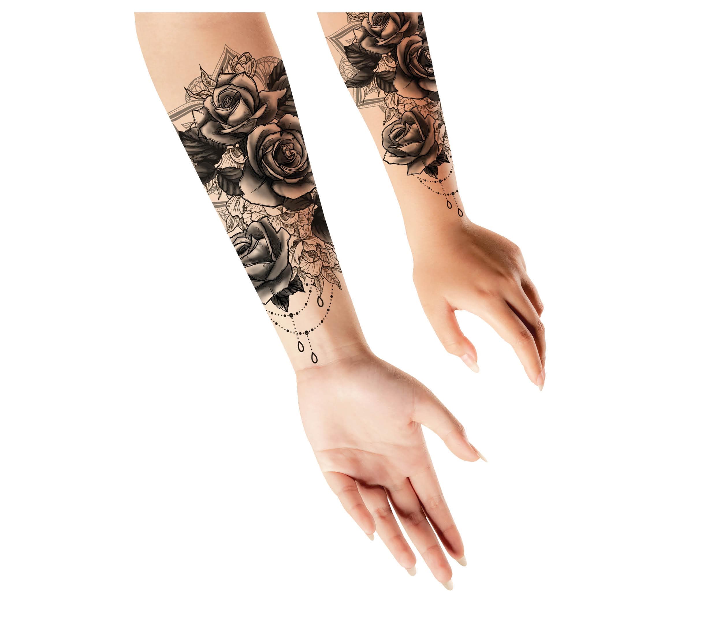 Tatovering med roser, 14 × 30 cm