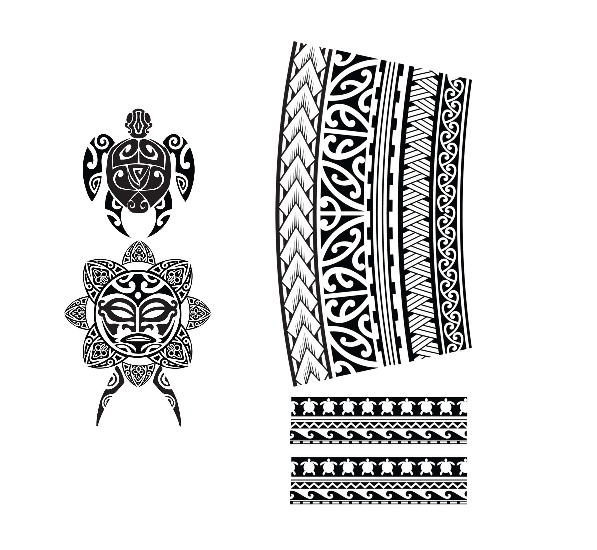 Maori-tatoveringer, skildpadde, 14 × 30 cm