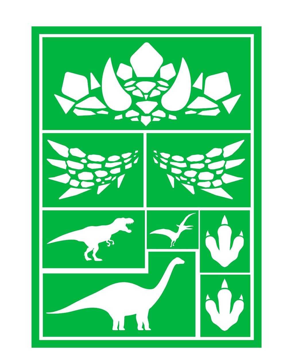 Sminkestencil til børn, dinosaur, 14 × 20 cm