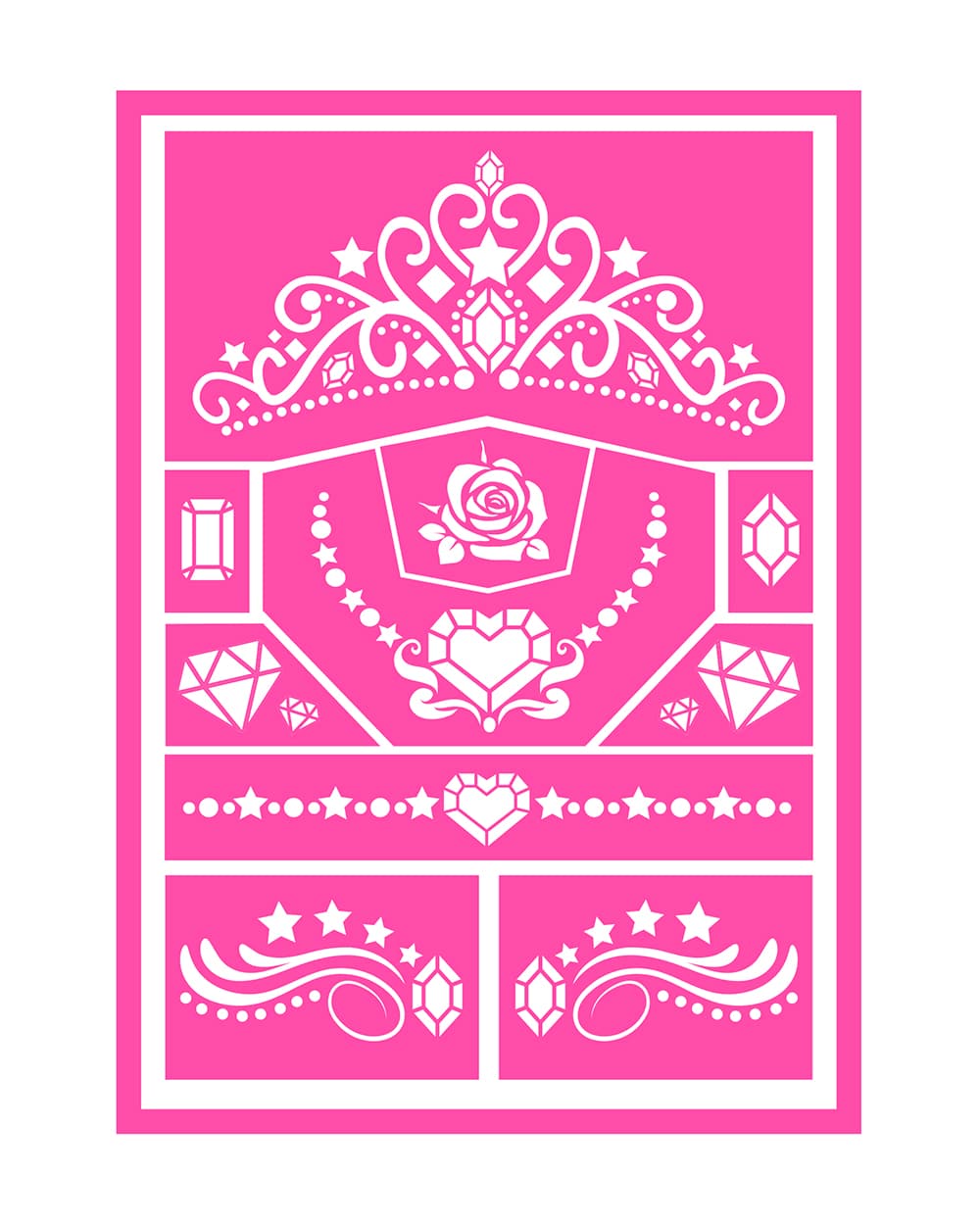 Selvklæbende prinsessesminkeskabelon til børn, 14 × 20 cm
