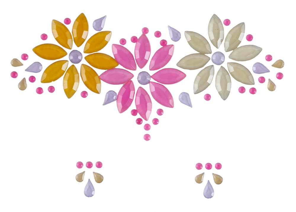 Ansigtssmykker, blomster, neon