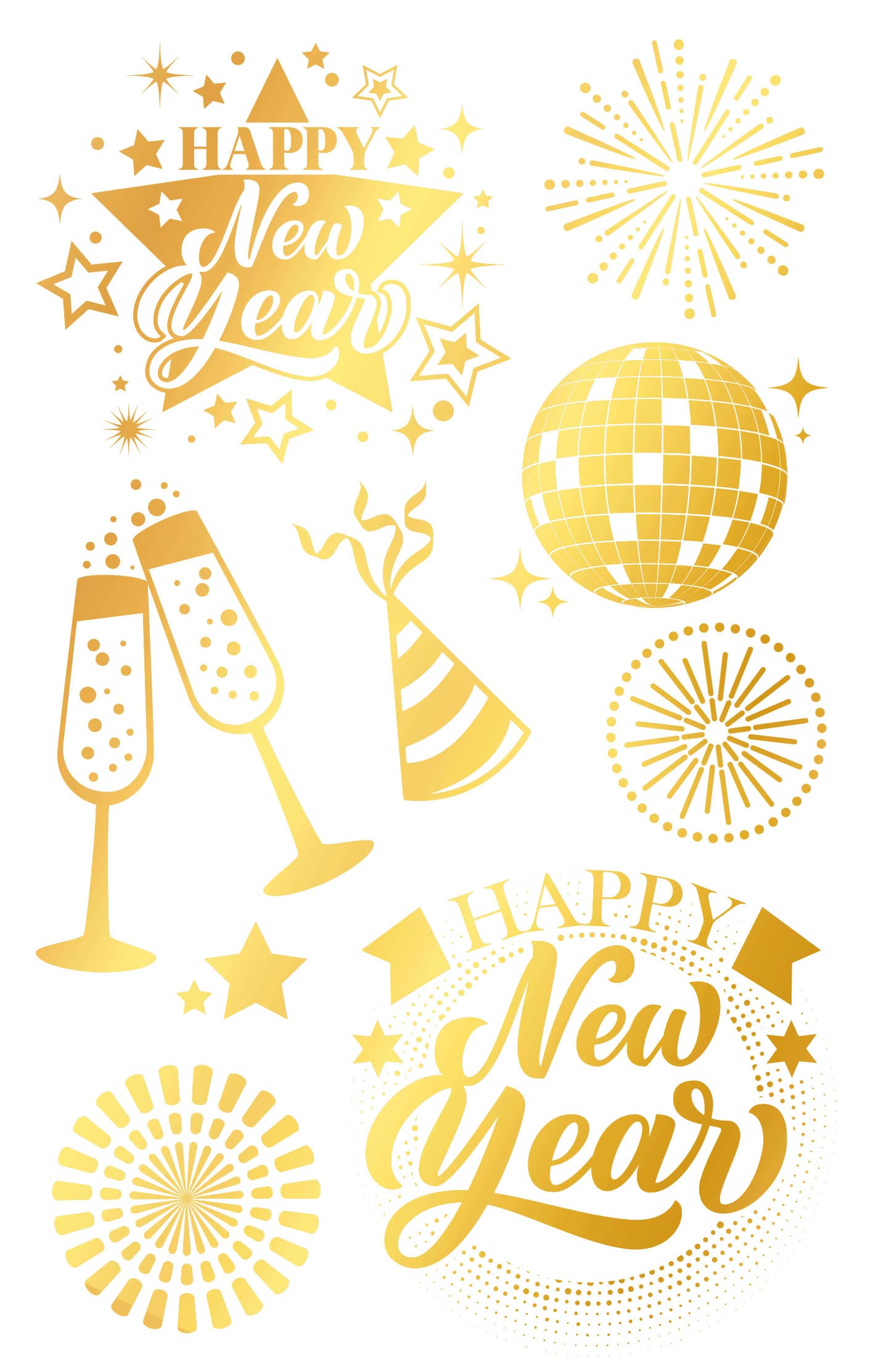 Ark med guldtatoveringer "Happy New Year", 22 × 14 cm