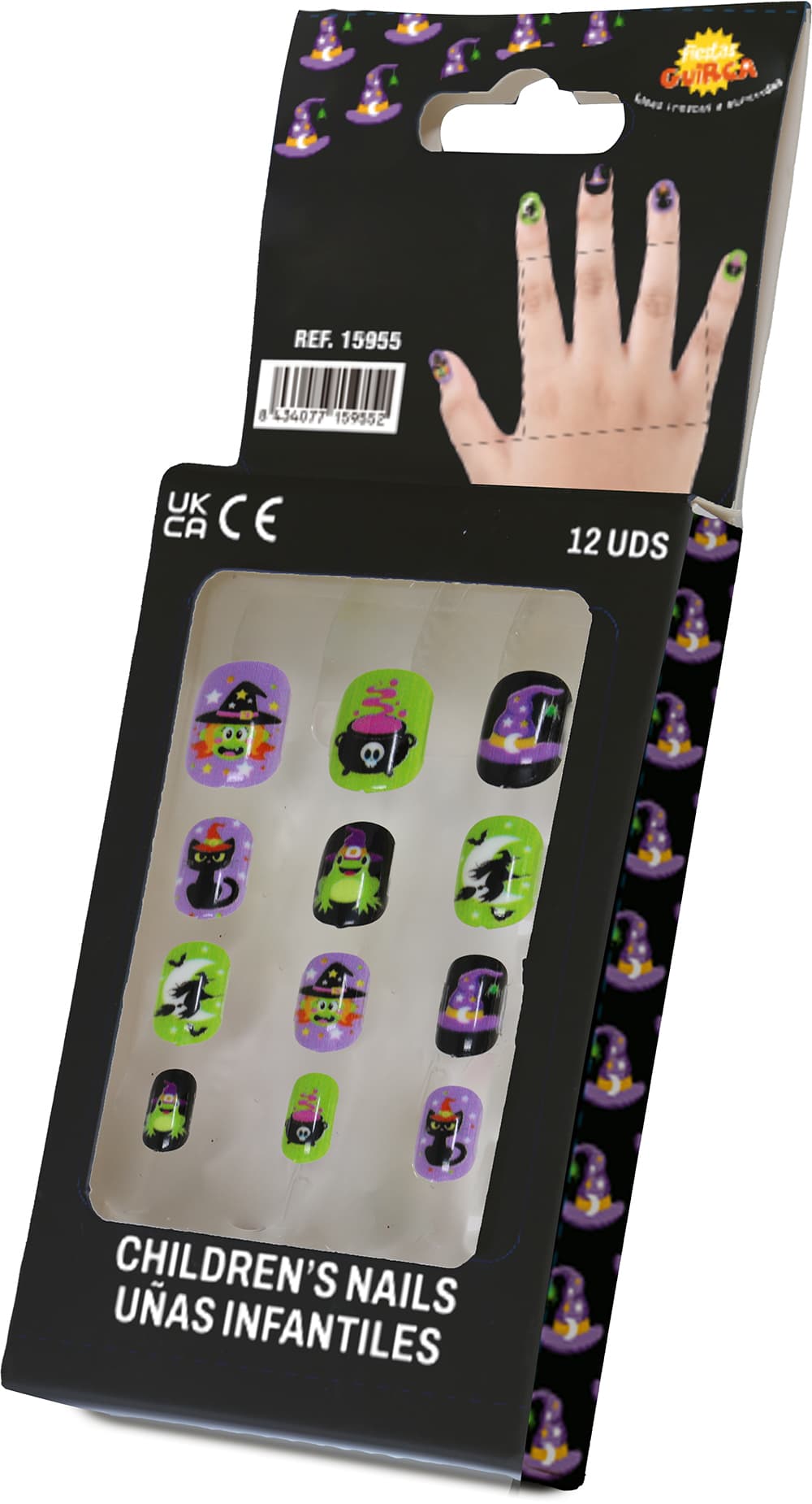 12 negle med lim til børn, halloweendesign 2