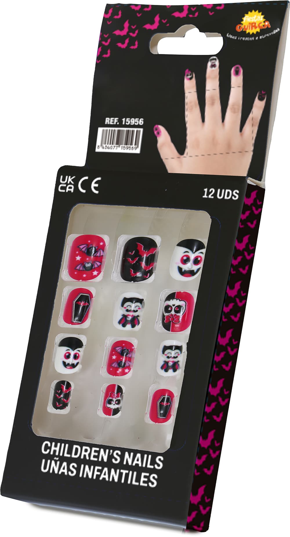 12 negle med lim til børn, halloweendesign 3