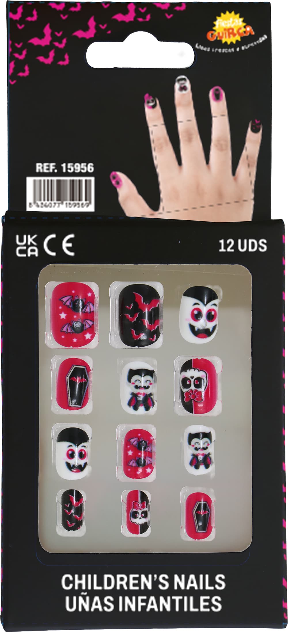 12 negle med lim til børn, halloweendesign 3