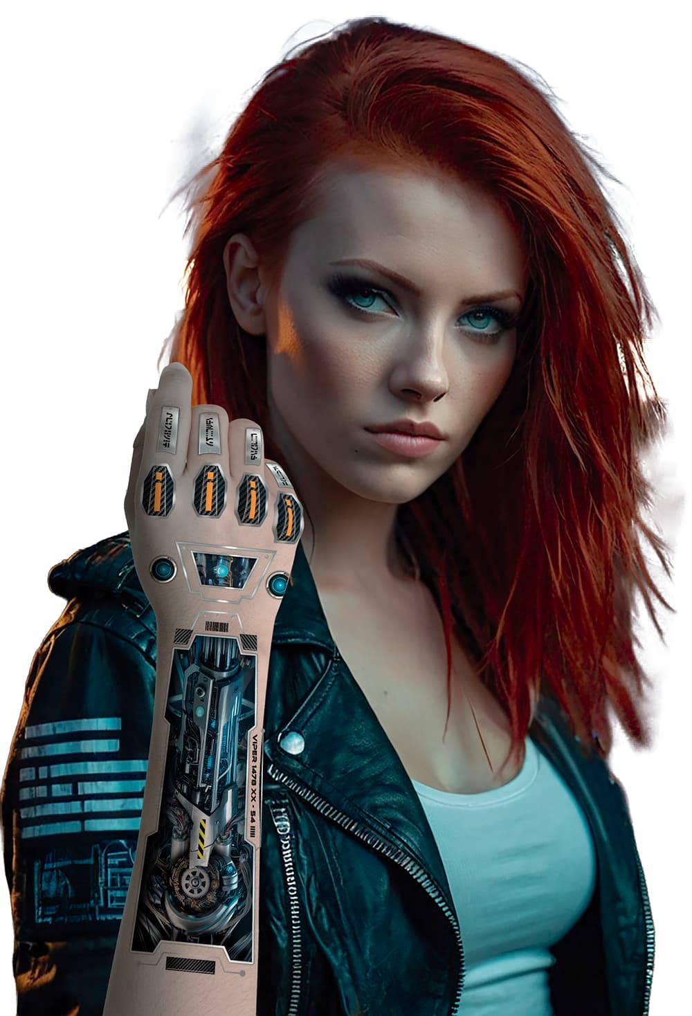 Ark med futuristiske armtatoveringer, 14 × 30 cm