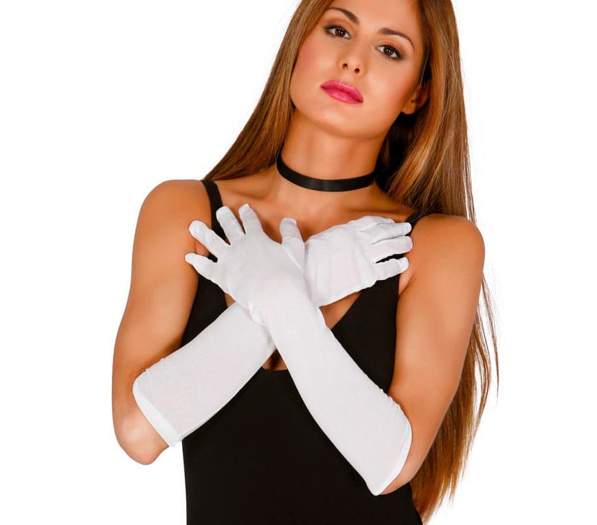 Handsker, 42 cm, hvide