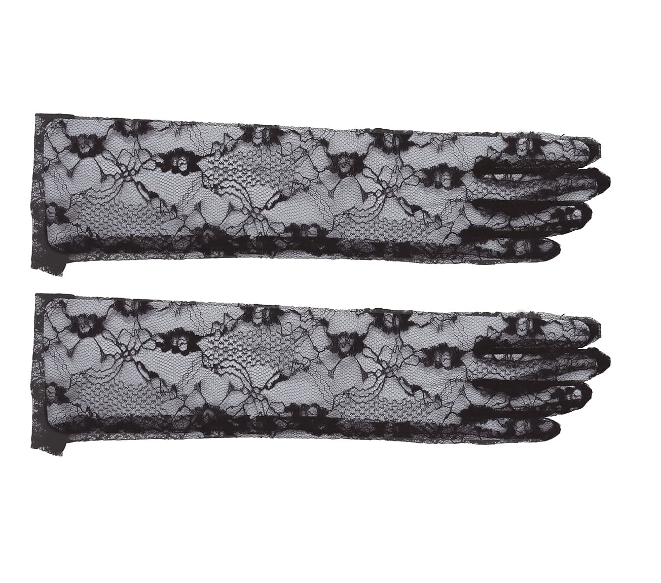 Gennembrudte handsker, 38 cm, sorte