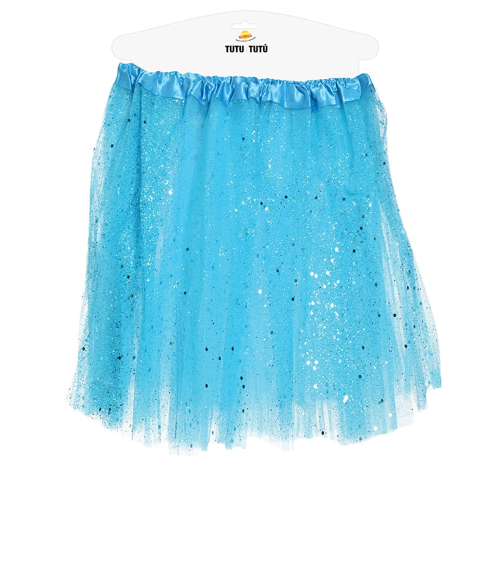 Himmelblå tutu med glimmer, 40 cm