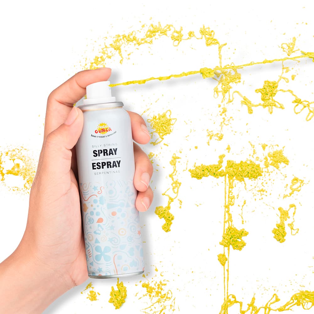 175 serpentinspray-dåse, 83 ml, gul/blå/rød/grøn/orange/fuchsia