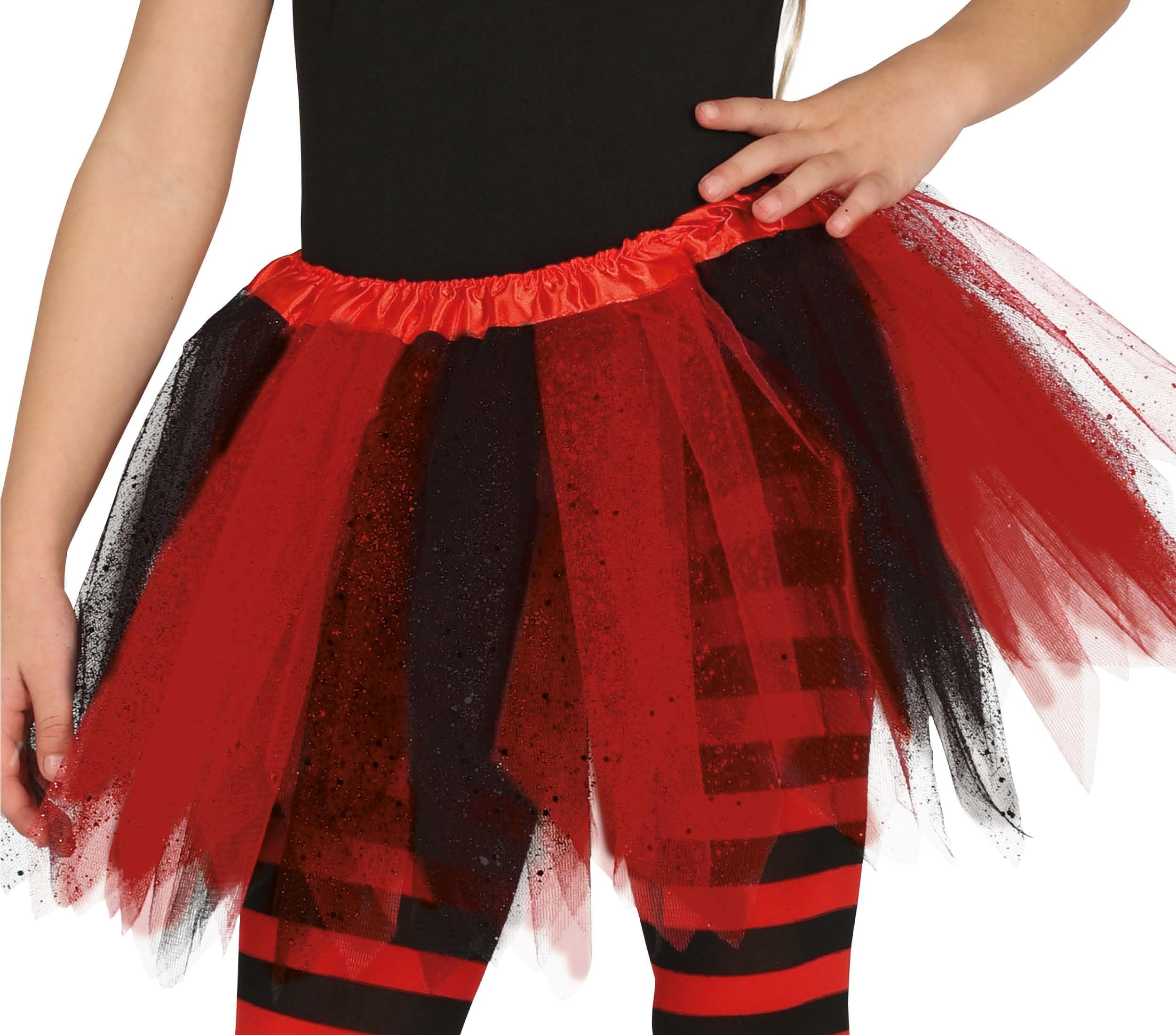 Sort/rød tutu til børn, 30 cm