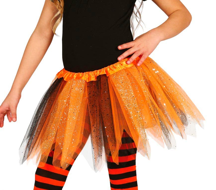 Sort/orange tutu til børn, 30 cm