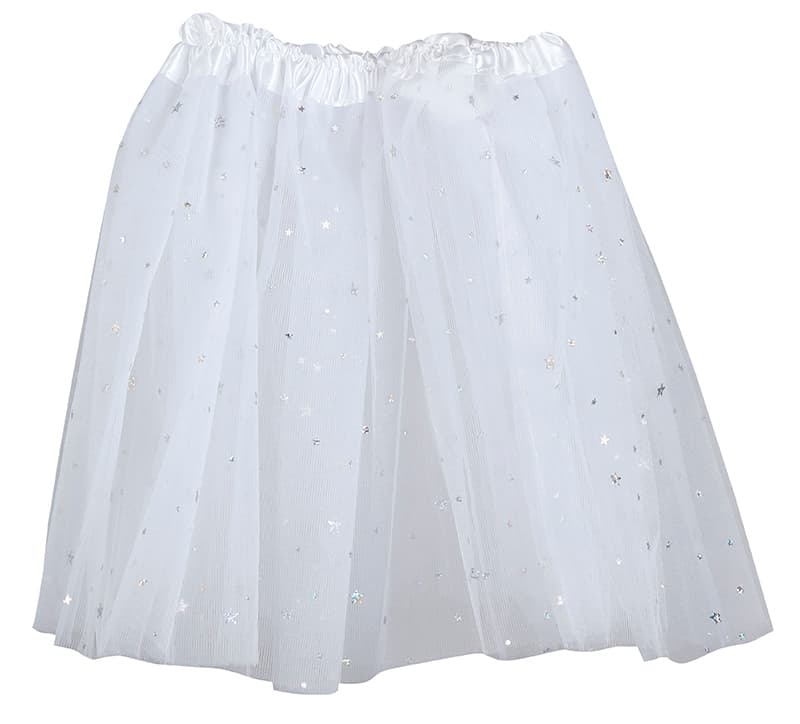 Hvid tutu med stjerner 30 cm