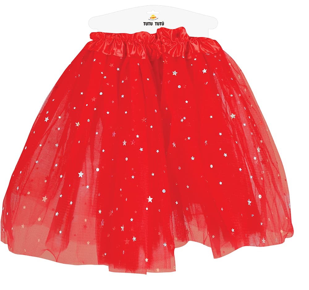 Rød tutu med stjerner 30 cm