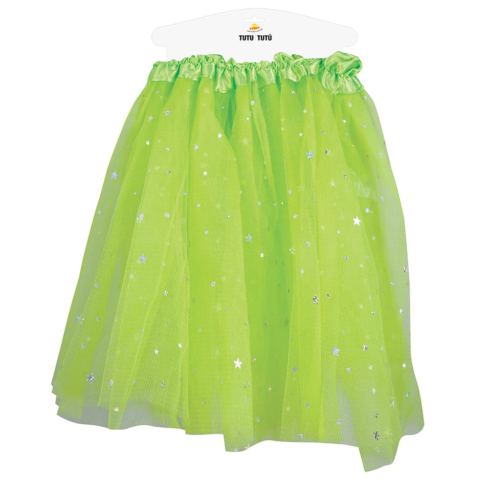 Limegrøn tutu med stjerner 30 cm