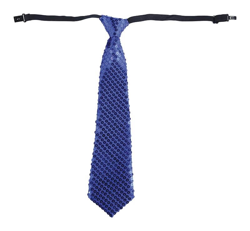 Blåt slips med pailletter, 35 cm